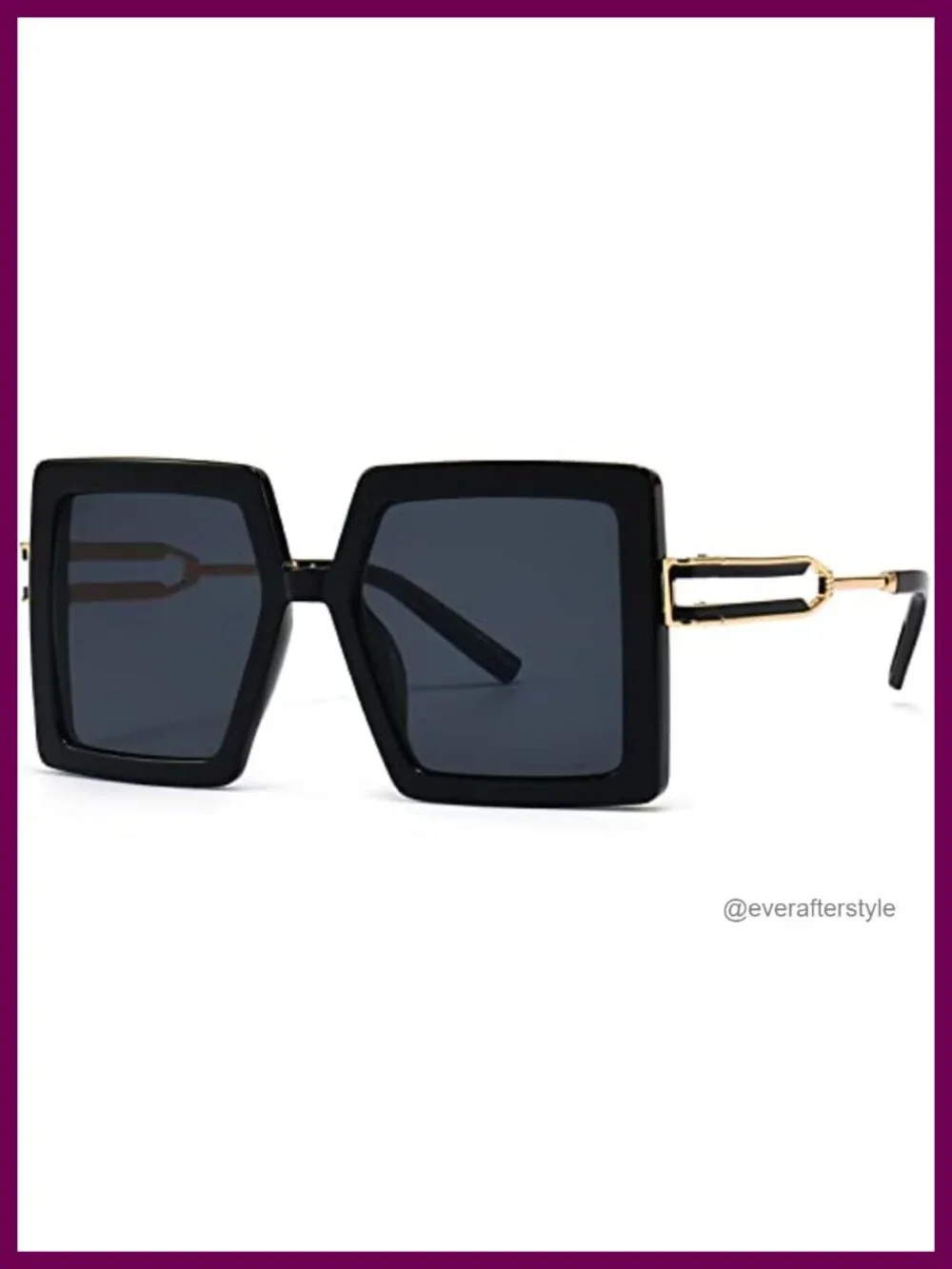 Oversized Square Sunglasses Women UV400 Protection Retro Metal Temple
